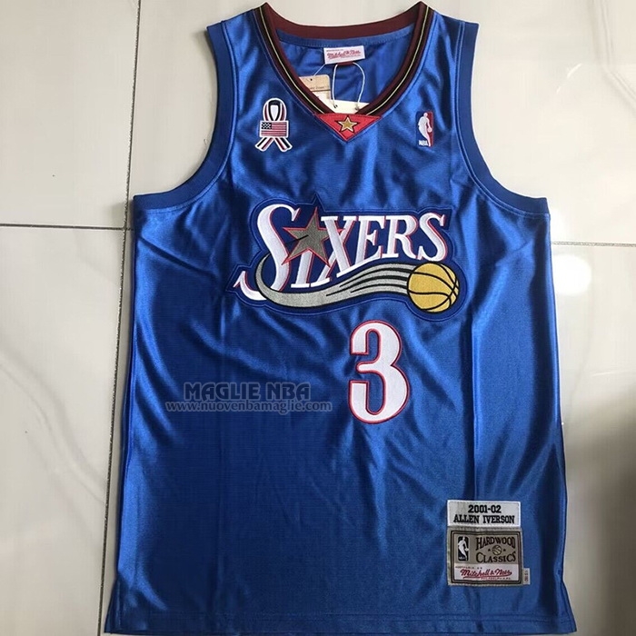 Maglia
 Allen Iverson NO 3 Philadelphia 76ers Mitchell & Ness 2001-02 Blu
